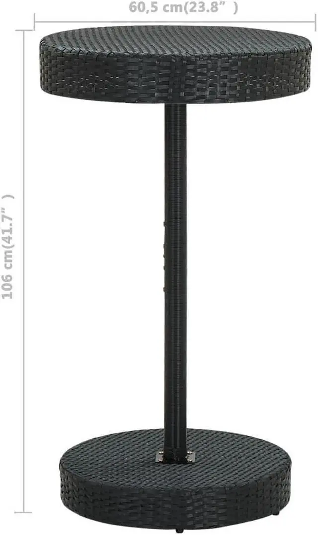 Alt view image 4 of 7 - vidaXL Patio Bar Set with Cushions 3 Piece Poly Rattan Black Garden Furniture