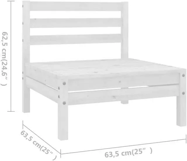 Alt view image 4 of 6 - vidaXL Patio Furniture Set 5 Piece Sectional Sofa Set Solid Wood Pine White