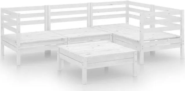 Alt view image 2 of 6 - vidaXL Patio Furniture Set 5 Piece Sectional Sofa Set Solid Wood Pine White