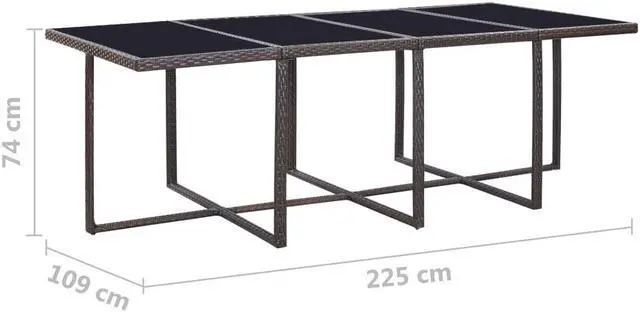 Alt view image 3 of 7 - vidaXL Patio Furniture Set Outdoor Table and Chair 13 Piece Poly Rattan Brown