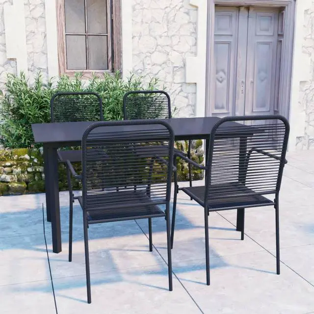 Main image of vidaXL Patio Dining Set 5 Piece Black Glass and Steel Outdoor Garden Dinner
