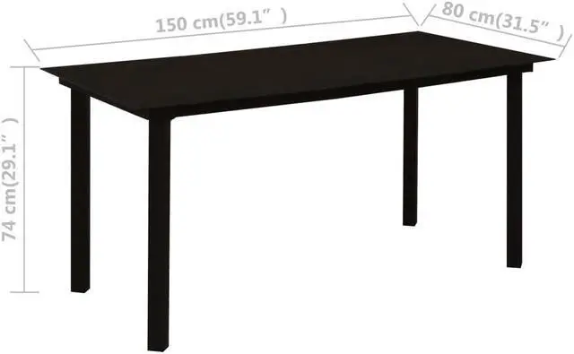 Alt view image 4 of 7 - vidaXL Patio Dining Set 5 Piece Black Glass and Steel Outdoor Garden Dinner