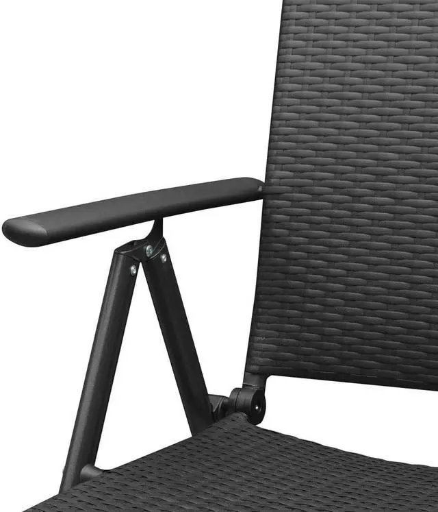 Alt view image 5 of 6 - vidaXL Patio Dining Set 5 Piece Adjustable Reclining Chair Black Poly Rattan