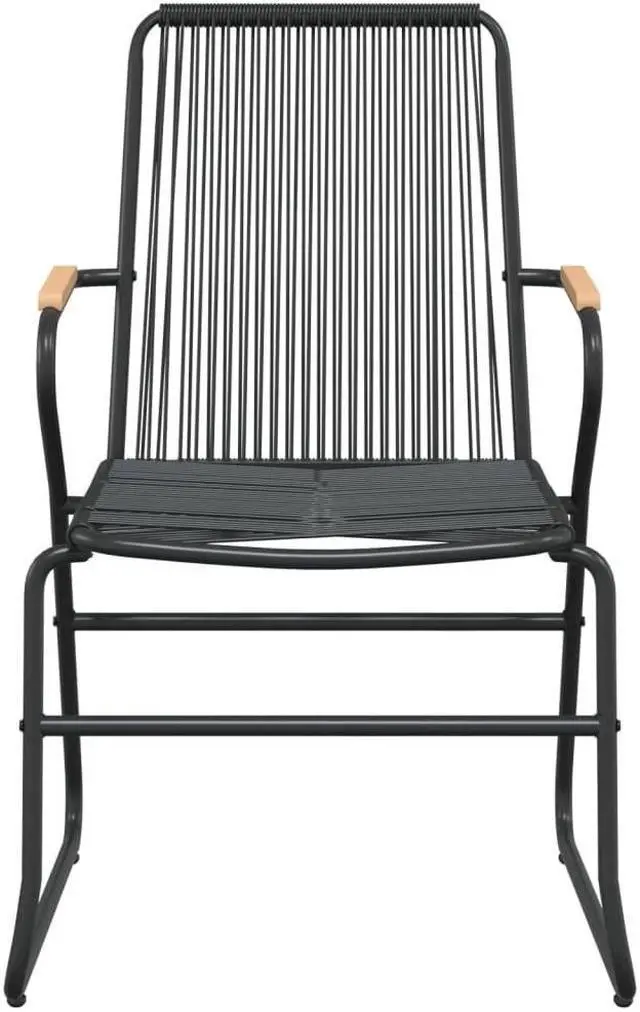 Alt view image 5 of 6 - vidaXL Patio Dining Set 5 Piece Conversation Set with Table Black PVC Rattan