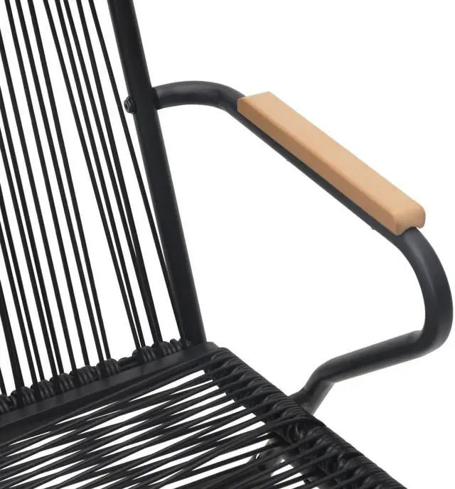 Alt view image 6 of 6 - vidaXL Patio Dining Set 5 Piece Conversation Set with Table Black PVC Rattan