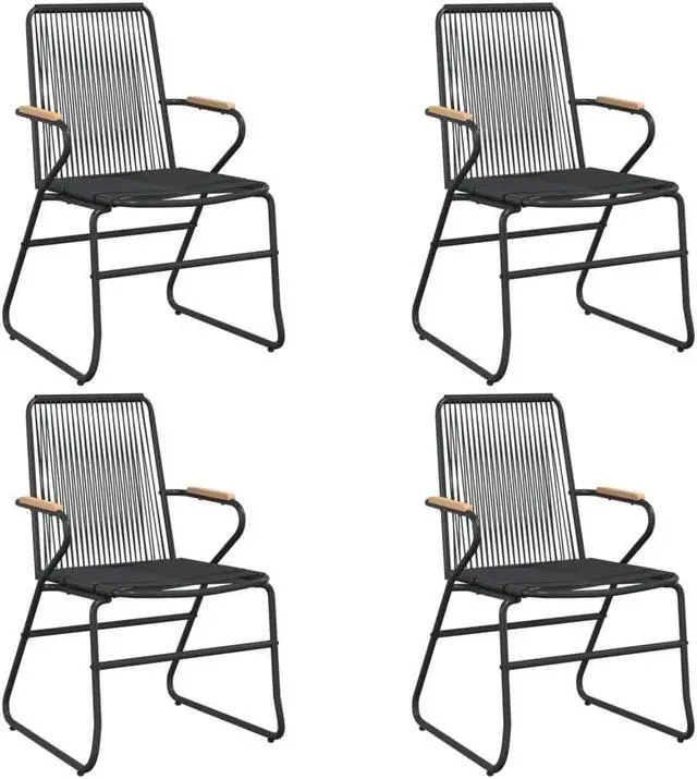Alt view image 3 of 6 - vidaXL Patio Dining Set 5 Piece Conversation Set with Table Black PVC Rattan