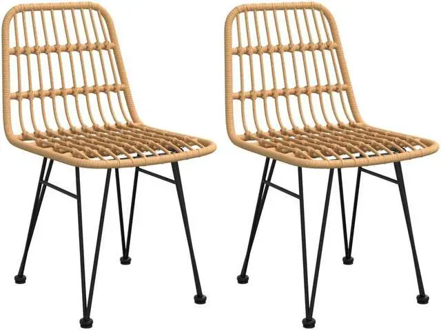 Alt view image 3 of 6 - vidaXL Bistro Set Outdoor Patio Balcony Table and Chairs Rattan Look 3 Piece