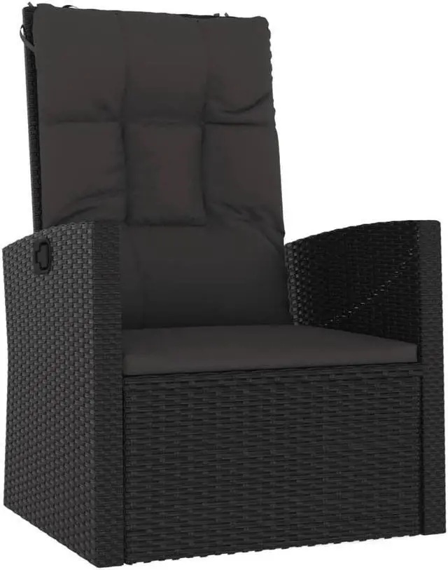 Alt view image 6 of 6 - vidaXL Patio Furniture Set 3 Piece Sofa Couch with Cushions Black Poly Rattan