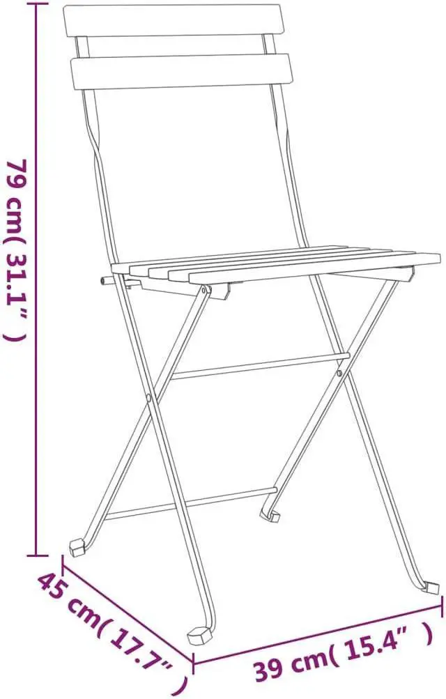 Alt view image 4 of 7 - vidaXL Bistro Set 3 Pcs Folding Bistro Table and Chair Solid Wood Teak and Steel