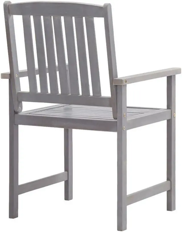 Alt view image 4 of 6 - vidaXL 5 Piece Solid Acacia Wood Patio Dining Set Gray Seating Table Chairs