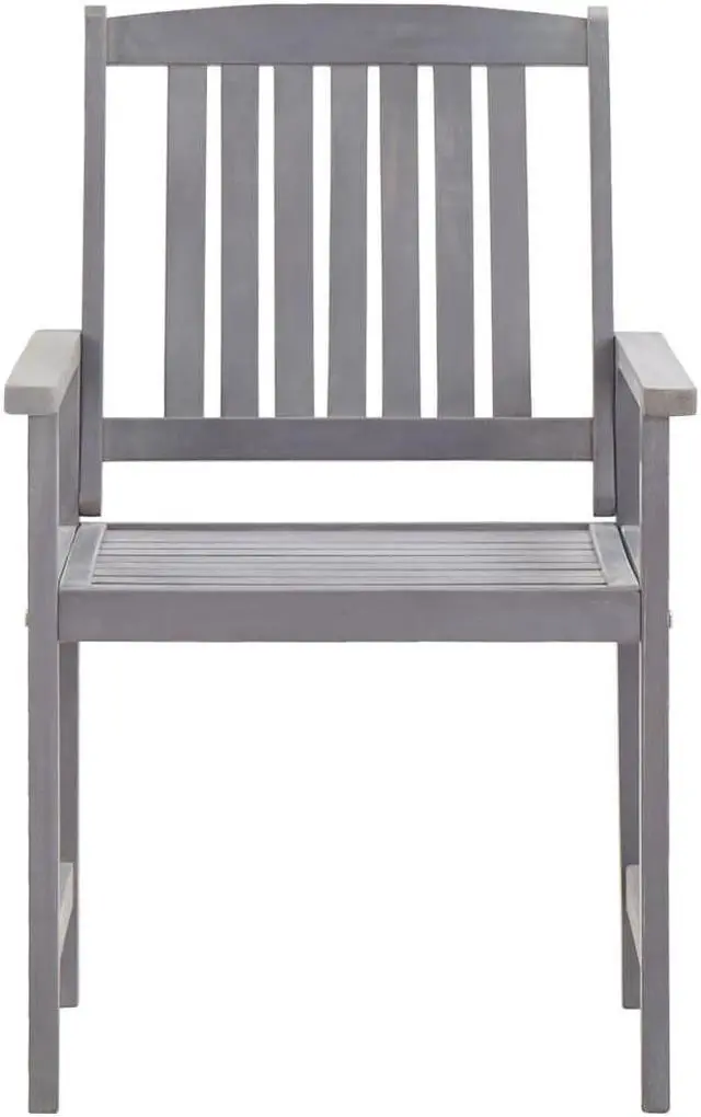 Alt view image 5 of 6 - vidaXL 5 Piece Solid Acacia Wood Patio Dining Set Gray Seating Table Chairs