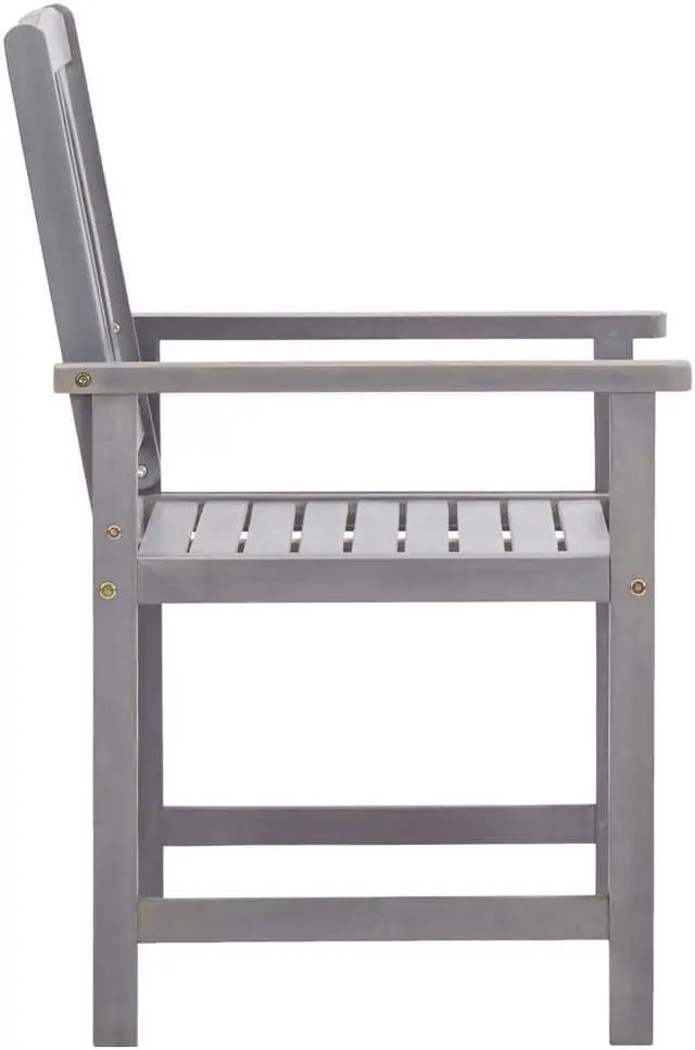 Alt view image 6 of 6 - vidaXL 5 Piece Solid Acacia Wood Patio Dining Set Gray Seating Table Chairs