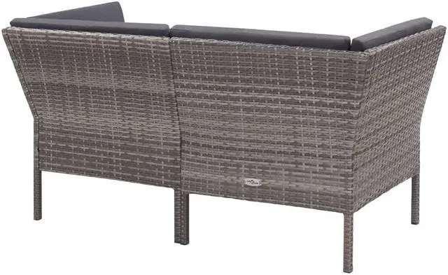 Alt view image 4 of 6 - vidaXL Patio Furniture Set 6 Piece Patio Sectional Sofa with Table Rattan Gray