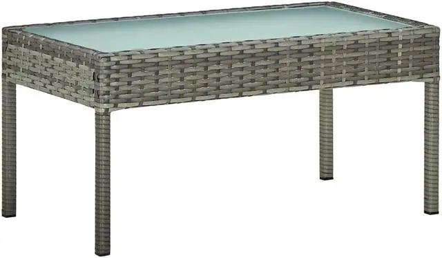 Alt view image 4 of 5 - vidaXL Patio Furniture Set 5 Piece Outdoor Sofa with Table Poly Rattan Gray