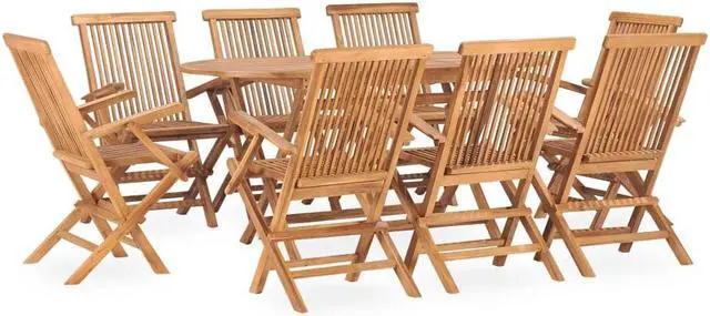 Main image of vidaXL Solid Teak Wood Folding Patio Dining Set 9 Pieces Garden Furniture