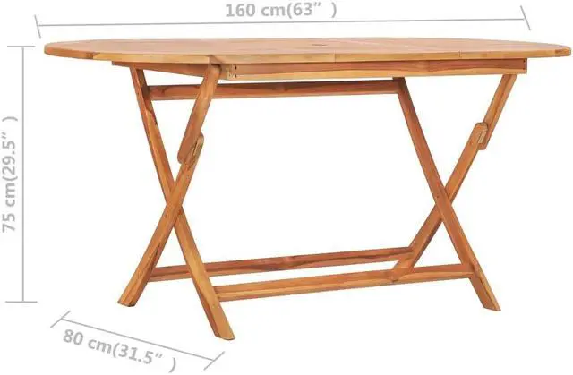 Alt view image 3 of 5 - vidaXL Solid Teak Wood Folding Patio Dining Set 9 Pieces Garden Furniture