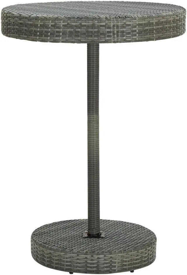 Alt view image 3 of 6 - vidaXL Patio Bar Set with Cushions 5 Piece Poly Rattan Gray Garden Furniture