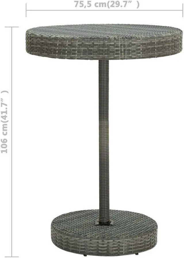 Alt view image 4 of 6 - vidaXL Patio Bar Set with Cushions 5 Piece Poly Rattan Gray Garden Furniture