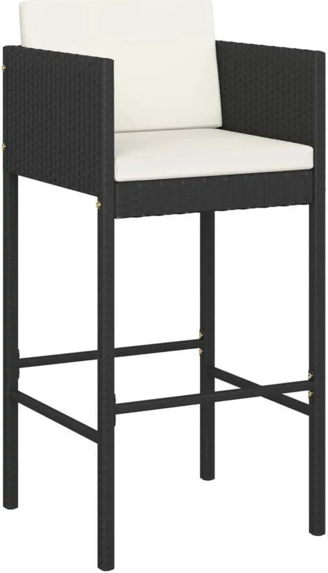 Alt view image 3 of 6 - vidaXL Patio Bar Set 5 Piece with Cushions Poly Rattan Black Garden Chair
