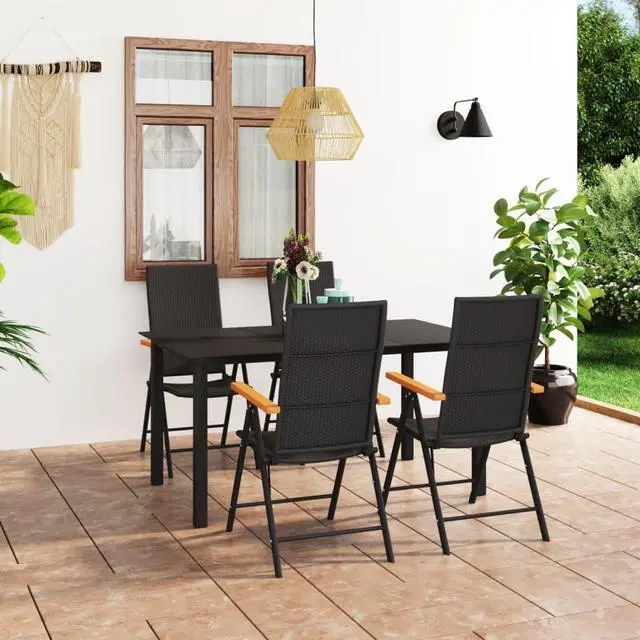 Main image of vidaXL Patio Dining Set Outdoor Dining Table and Chair 5 Piece Black and Brown