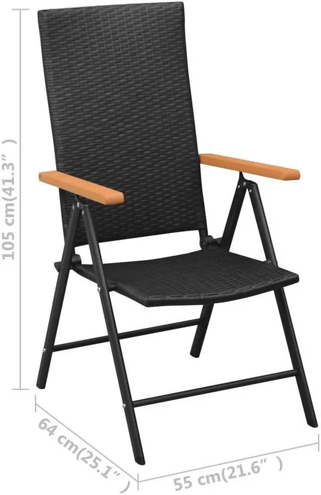 Alt view image 4 of 6 - vidaXL Patio Dining Set Outdoor Dining Table and Chair 5 Piece Black and Brown