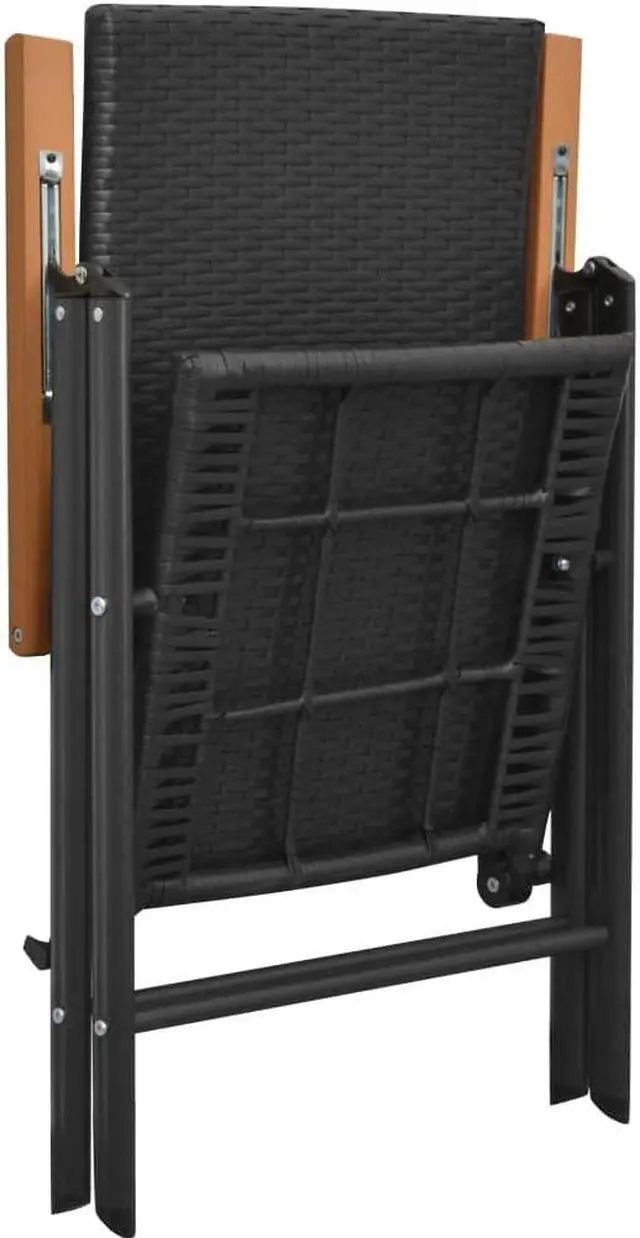 Alt view image 3 of 6 - vidaXL Patio Dining Set Outdoor Dining Table and Chair 5 Piece Black and Brown