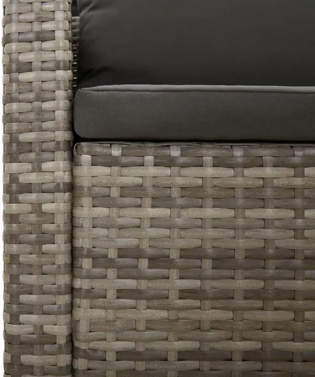 Alt view image 6 of 6 - vidaXL Patio Furniture Set 6 Piece Armchair Sofa with Cushions Gray Poly Rattan