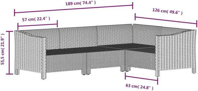 Alt view image 4 of 6 - vidaXL Patio Furniture Set 8 Piece Sofa Set with Cushions Gray Poly Rattan