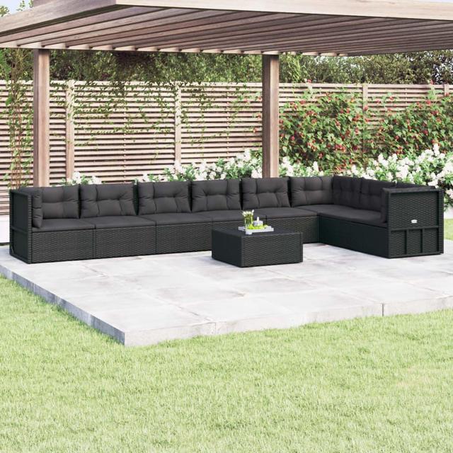 Vidaxl 8 piece garden lounge set with cushions poly rattan best sale black