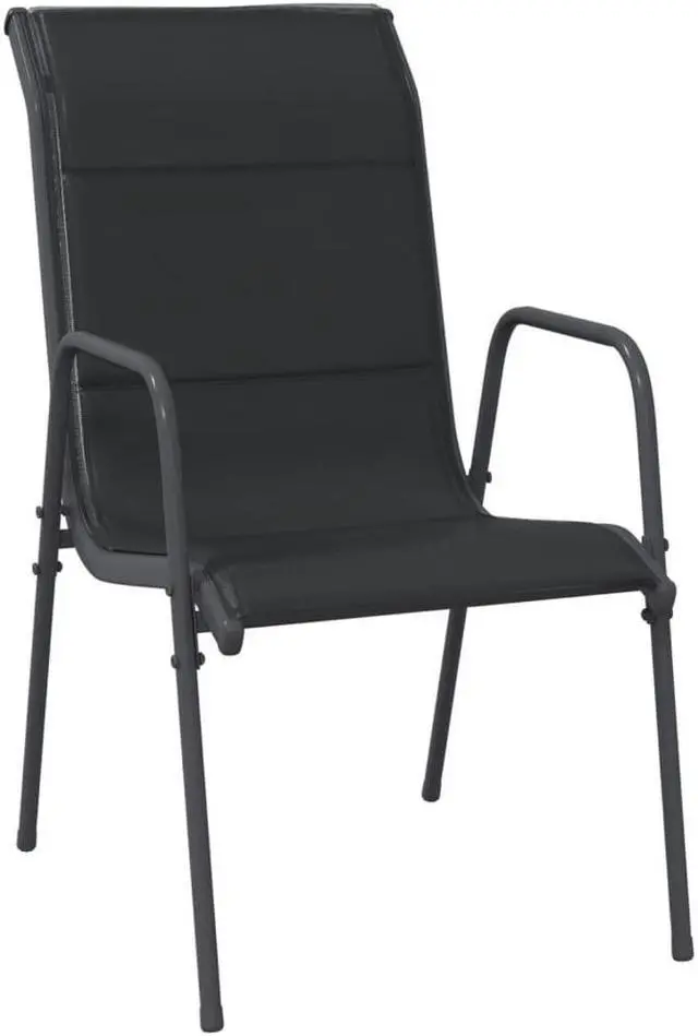 Alt view image 3 of 6 - vidaXL Patio Dining Set 5 Piece Table and Chair Black Steel and Textilene