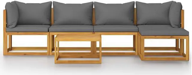 Alt view image 3 of 7 - vidaXL Solid Acacia Wood Patio Lounge Set with Cushion 6 Pieces Outdoor Garden