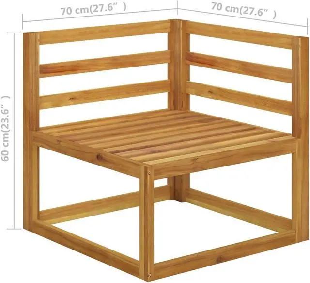 Alt view image 4 of 7 - vidaXL Solid Acacia Wood Patio Lounge Set with Cushion 6 Pieces Outdoor Garden