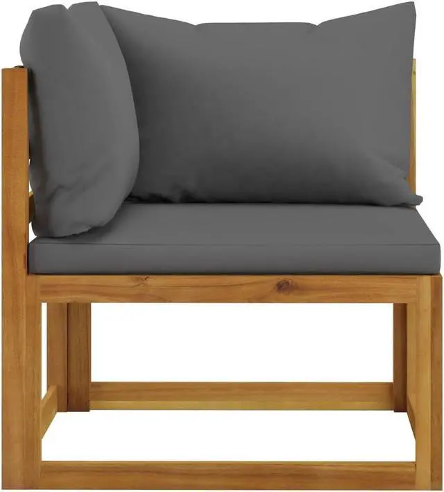 Alt view image 6 of 7 - vidaXL Solid Acacia Wood Patio Lounge Set with Cushion 6 Pieces Outdoor Garden