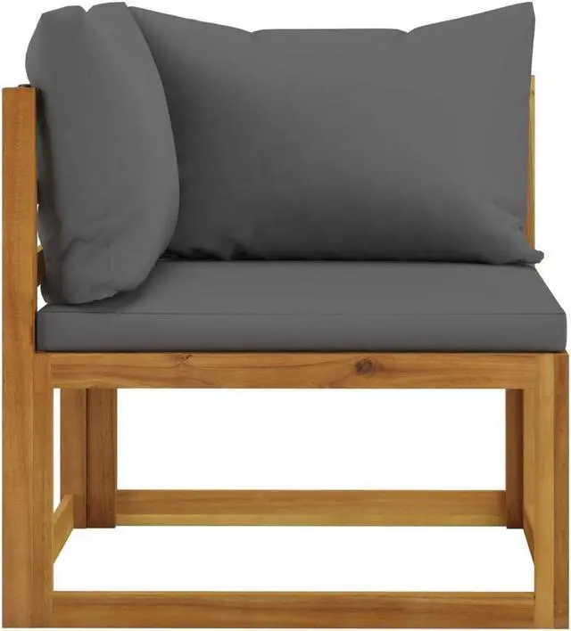 Alt view image 6 of 7 - vidaXL Solid Acacia Wood Patio Lounge Set with Cushion 6 Pieces Outdoor Garden