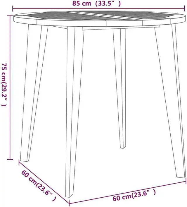 Alt view image 4 of 6 - vidaXL Patio Dining Set 5 Piece Patio Table and Chair Set Solid Wood Acacia