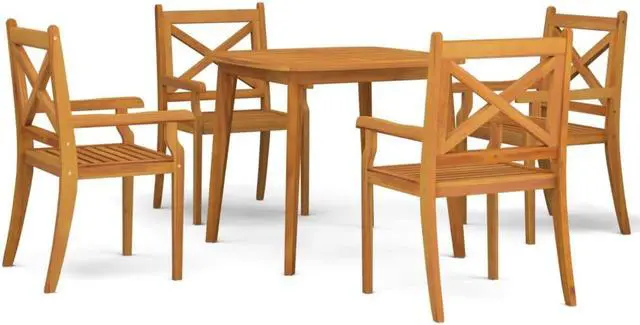 Alt view image 2 of 6 - vidaXL Patio Dining Set 5 Piece Patio Table and Chair Set Solid Wood Acacia