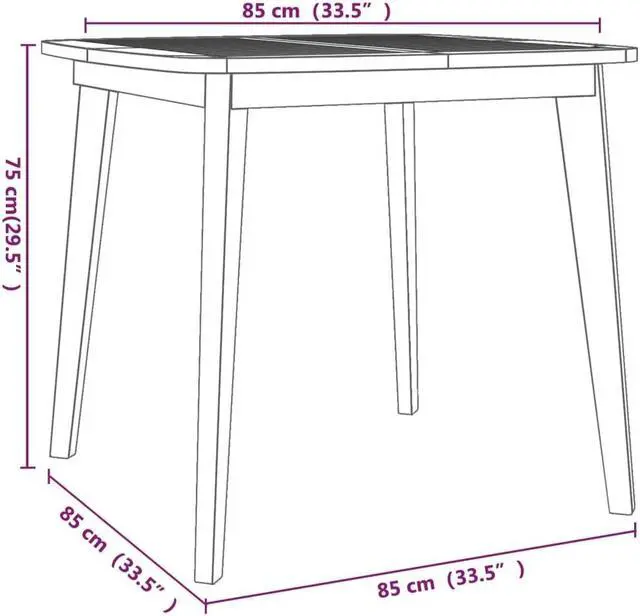 Alt view image 4 of 6 - vidaXL Patio Dining Set 5 Piece Patio Table and Chair Set Solid Wood Acacia