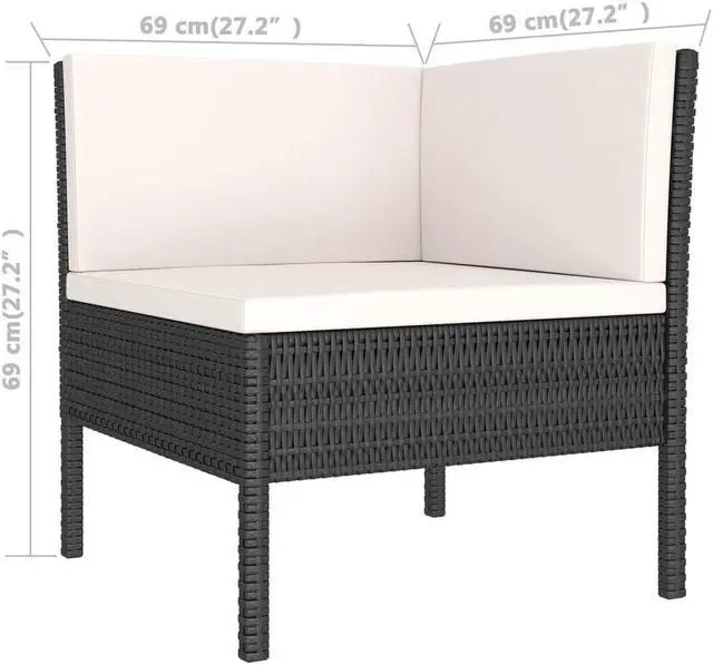 Alt view image 4 of 6 - vidaXL Patio Lounge Set 5 Piece Sectional Sofa for Outdoor Poly Rattan Black