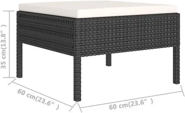 Alt view image 6 of 6 - vidaXL Patio Lounge Set 12 Piece with Cushions Poly Rattan Black Garden Sofa