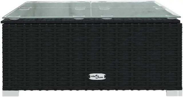 Alt view image 5 of 6 - vidaXL Patio Lounge Set 6 Piece with Cushions Poly Rattan Black Garden Sofa