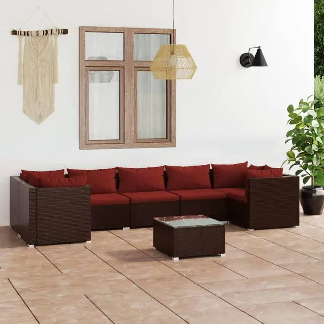 Main image of vidaXL Patio Lounge Set Outdoor Sectional Sofa Set 8 Piece Poly Rattan Brown