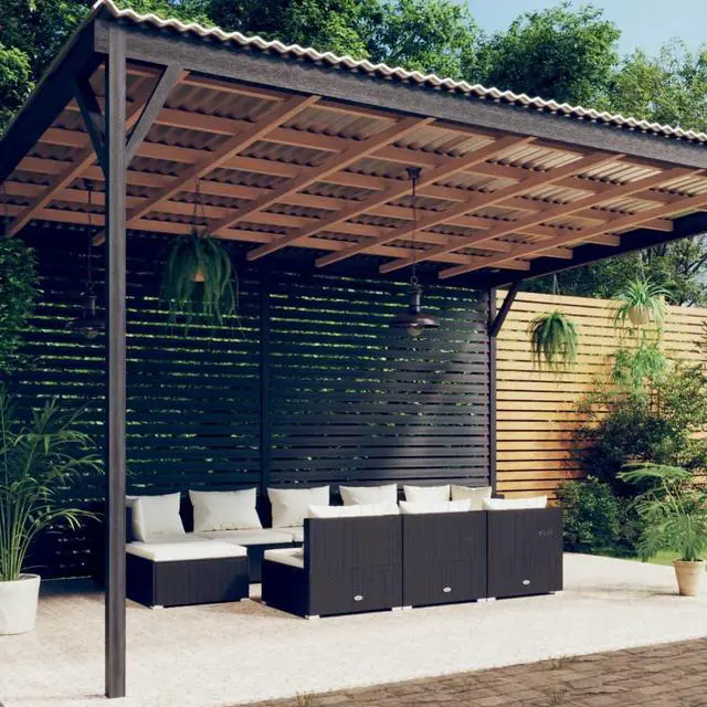 Main image of vidaXL Patio Lounge Set 10 Piece with Cushions Black Poly Rattan Garden Seat