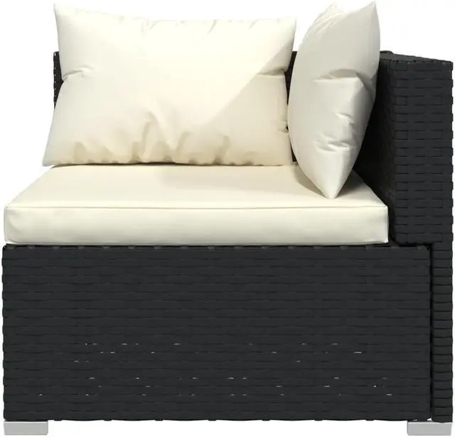 Alt view image 5 of 6 - vidaXL Patio Lounge Set 10 Piece with Cushions Black Poly Rattan Garden Seat