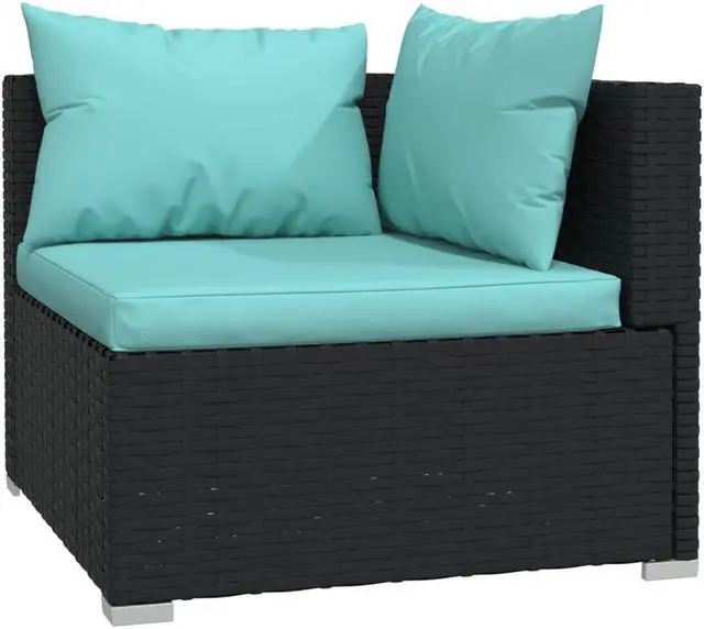 Alt view image 3 of 6 - vidaXL Patio Lounge Set 7 Piece with Cushions Poly Rattan Black Garden Seat