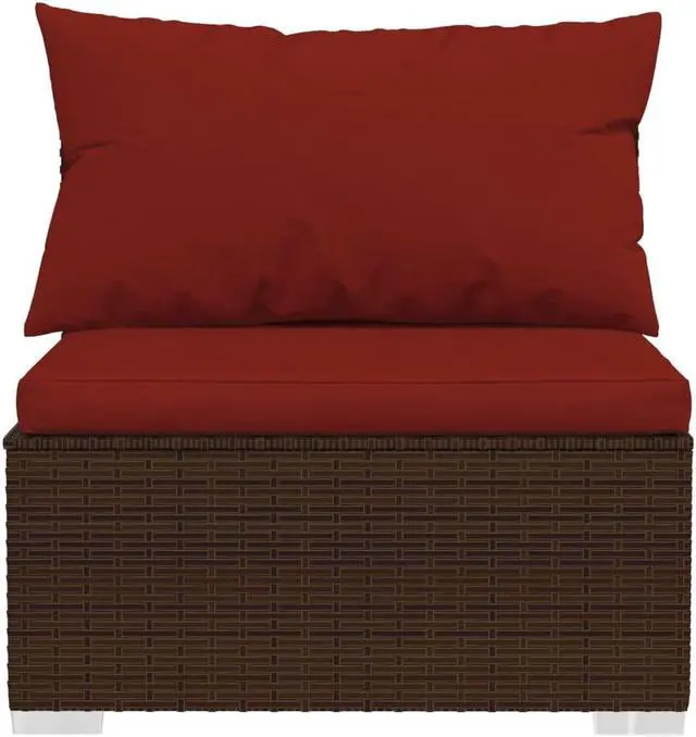 Alt view image 5 of 6 - vidaXL Patio Lounge Set Outdoor Sectional Sofa Set 14 Piece Brown Poly Rattan