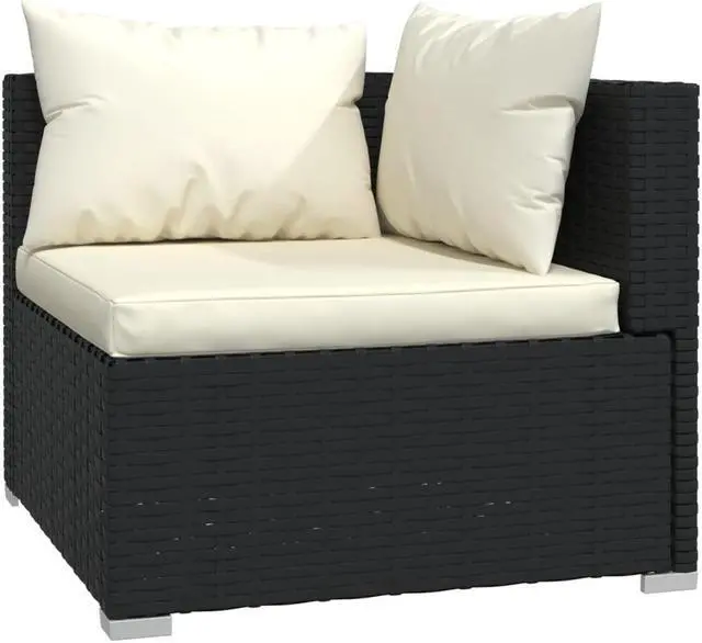 Alt view image 3 of 6 - vidaXL Patio Lounge Set 9 Piece with Cushions Poly Rattan Black Garden Seat