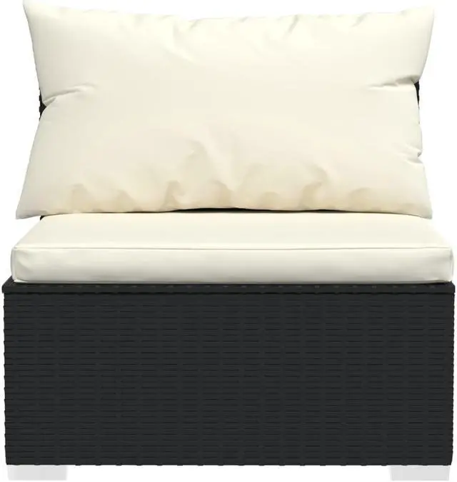 Alt view image 5 of 6 - vidaXL Patio Lounge Set 9 Piece with Cushions Poly Rattan Black Garden Seat
