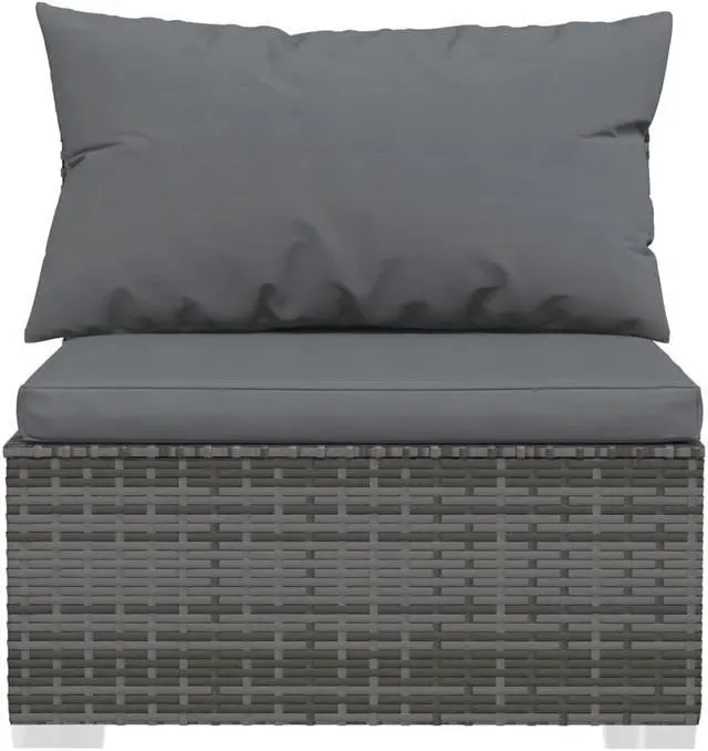 Alt view image 5 of 6 - vidaXL Patio Lounge Set 4 Piece with Cushions Poly Rattan Gray Garden Seat
