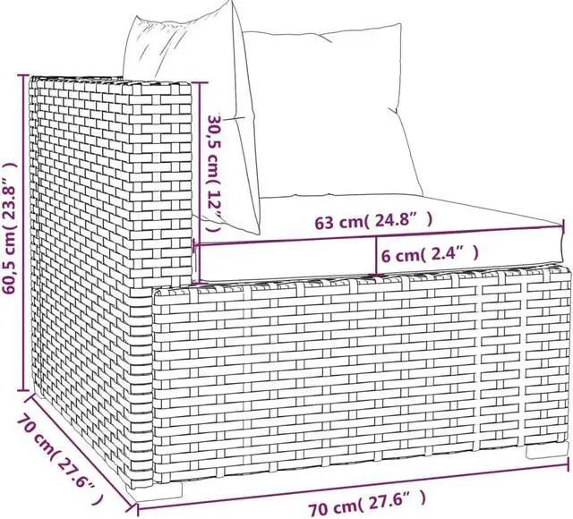 Alt view image 6 of 6 - vidaXL Patio Lounge Set Outdoor Sectional Sofa Set 9 Piece Brown Poly Rattan