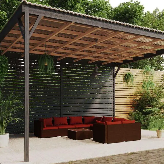 Main image of vidaXL Patio Lounge Set Outdoor Sectional Sofa Set 9 Piece Poly Rattan Brown